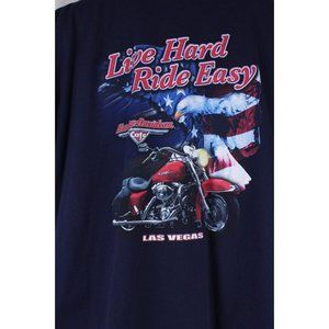 Harley Davidson Cafe Las Vegas T Shirt Live Hard Ride Easy Size XL Eagle Flag